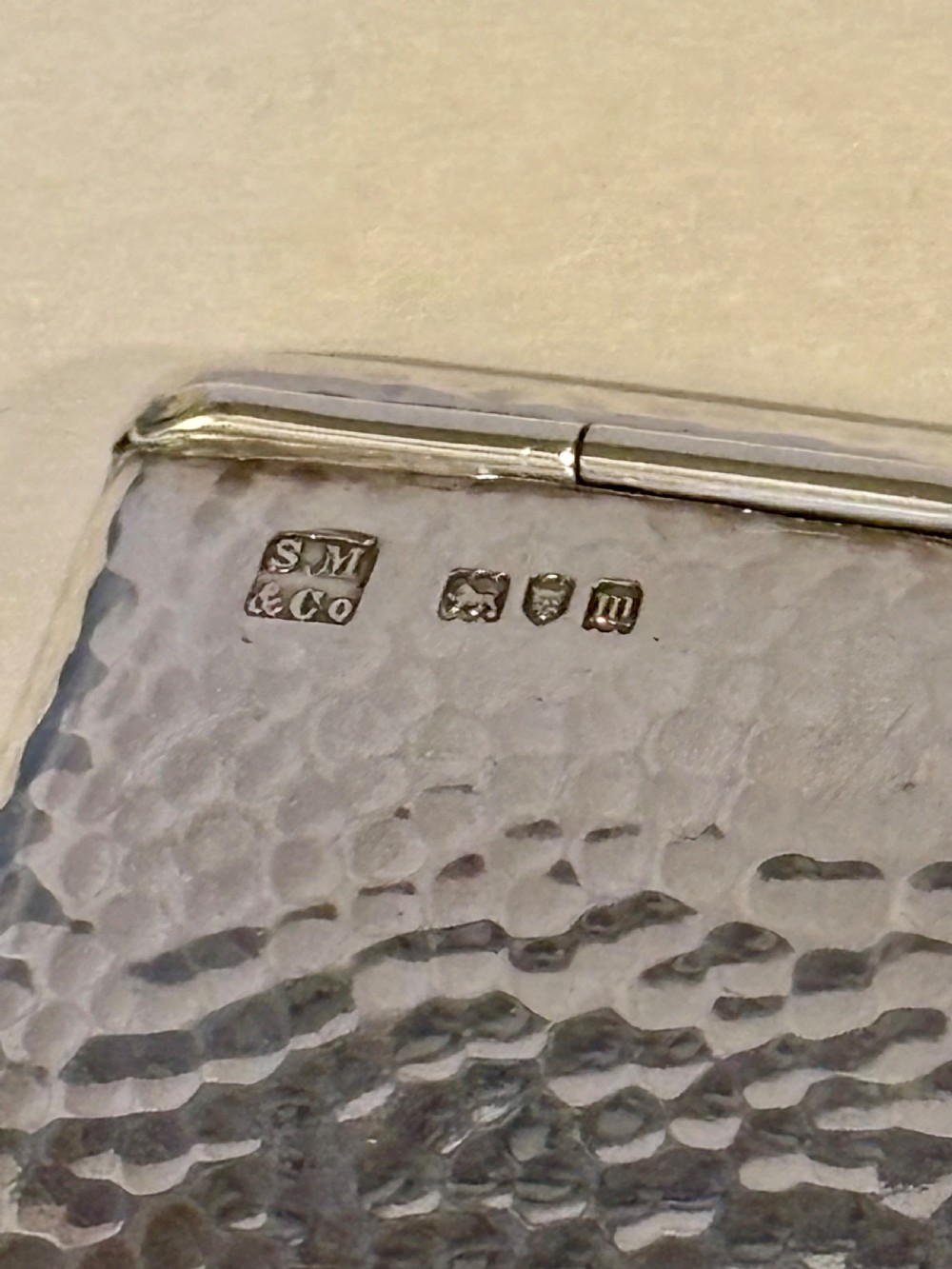 Stunning Silver Gilt Edwardian Card Case Sampson Mordan London 1907 Planished View VII