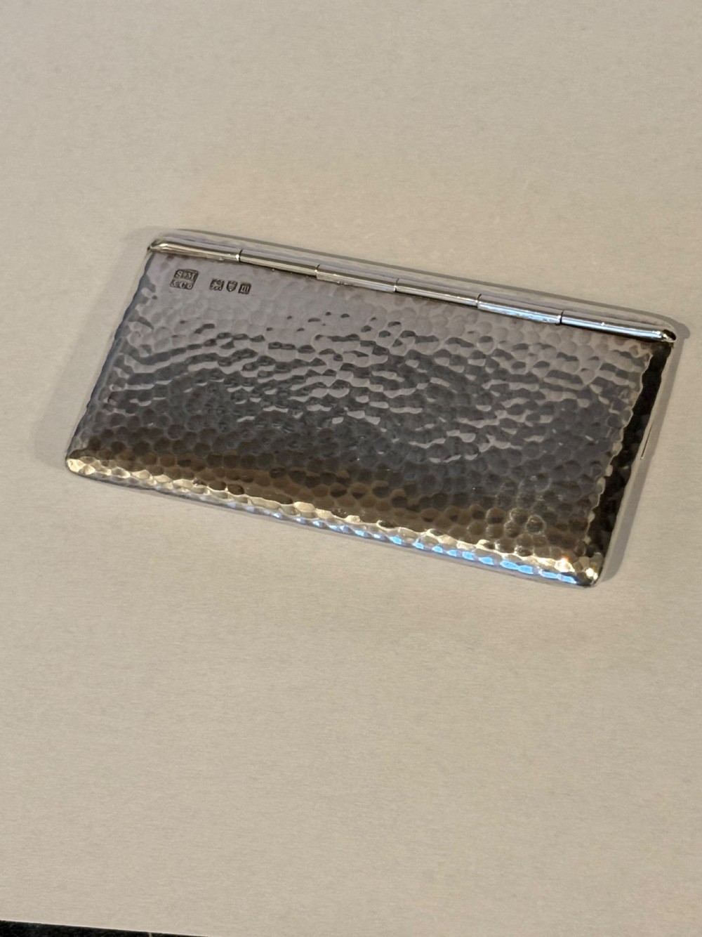 Stunning Silver Gilt Edwardian Card Case Sampson Mordan London 1907 Planished View VIII