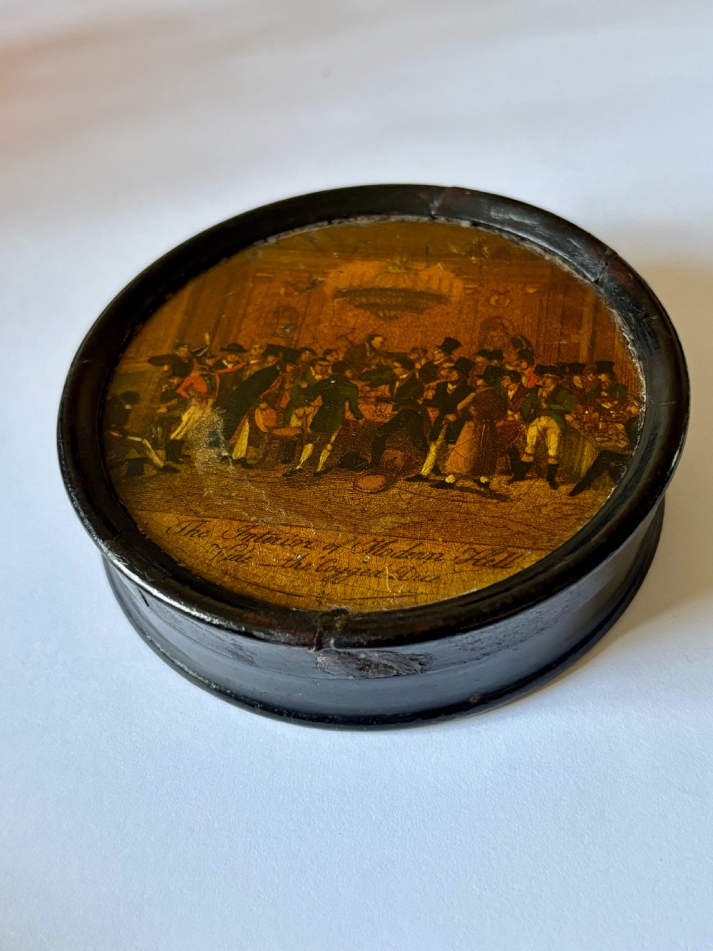 George IV Papier Mache Snuff Box c1825 Political Satire Interior Of Modern Hell