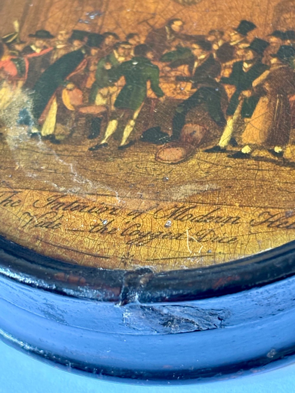 George IV Papier Mache Snuff Box c1825 Political Satire Interior Of Modern Hell View II