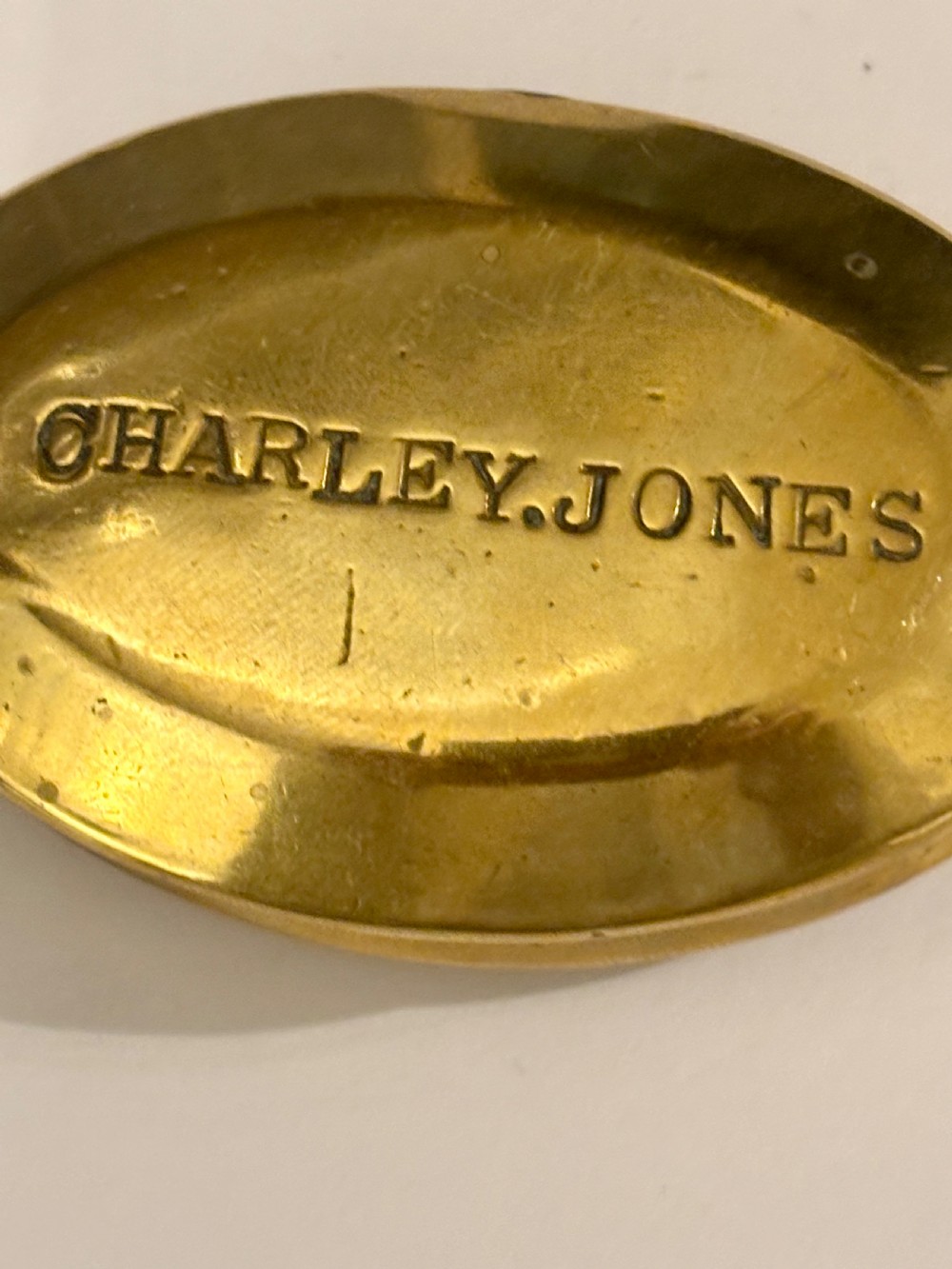 A 19th Century Brass Miners Chewing Tobacco Box Charley Jones View V
