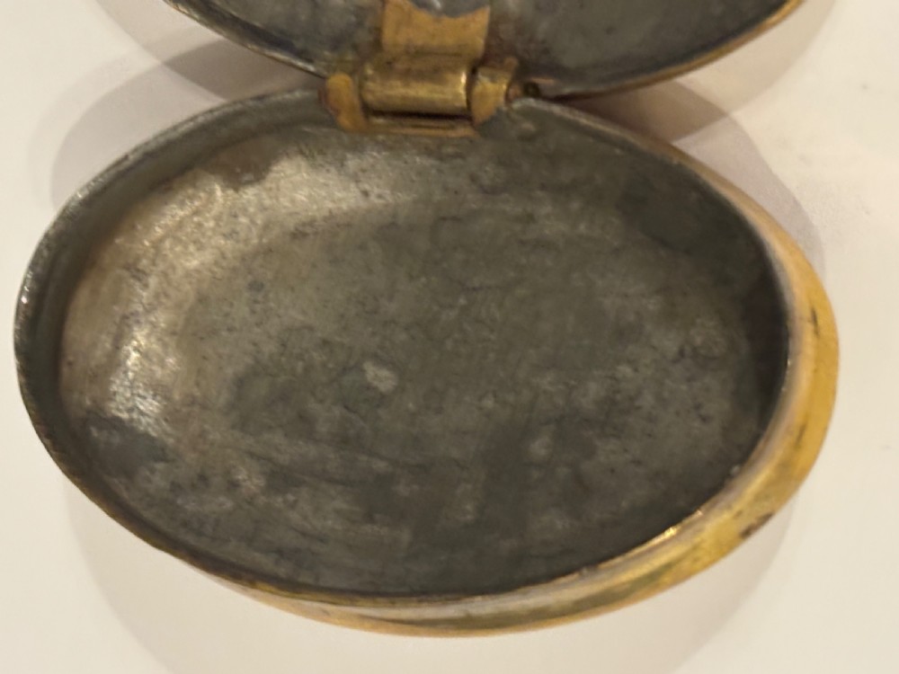 A 19th Century Brass Miners Chewing Tobacco Box Charley Jones View VIII