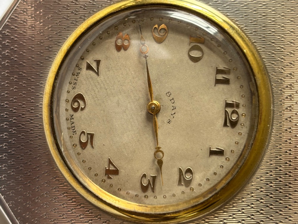 Art Deco Silver Swiss Made 8 Day Bedside Clock London 1929 BMC Ltd *WORKING* View VIII