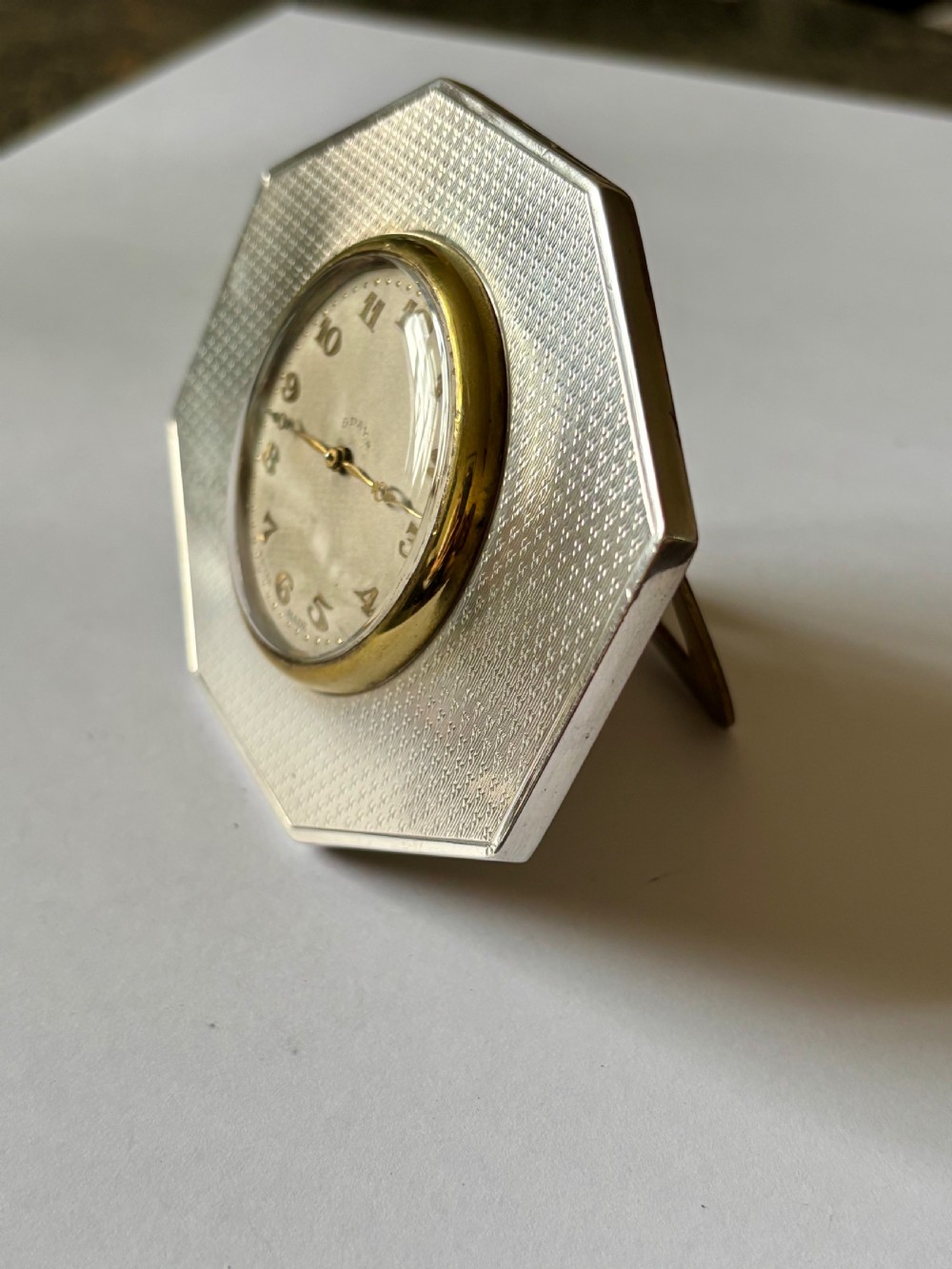 Art Deco Silver Swiss Made 8 Day Bedside Clock London 1929 BMC Ltd *WORKING* View IX