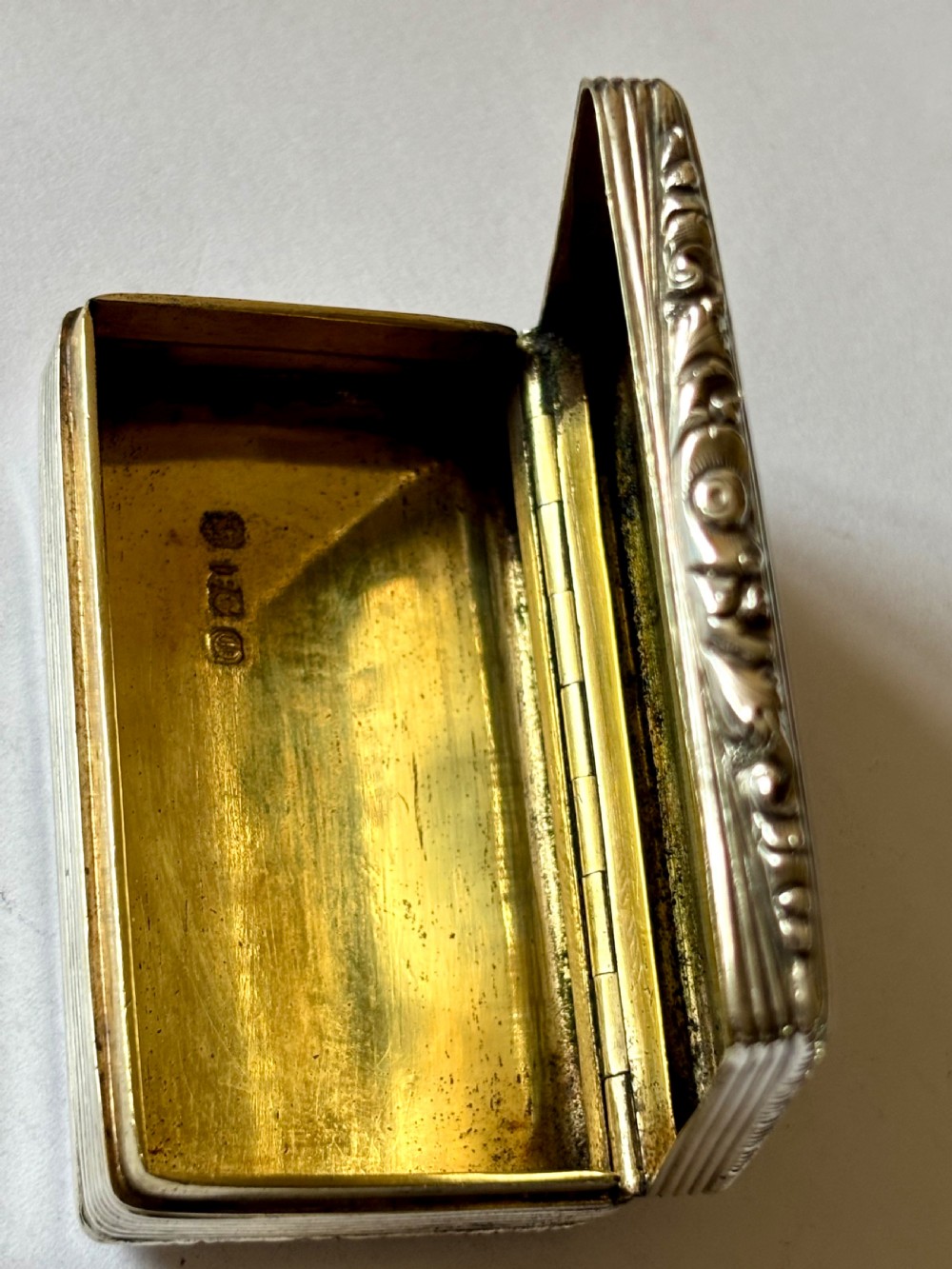 Antique Silver Gilt Early Victorian Snuff Box Francis Clark Birmingham 1839 View III