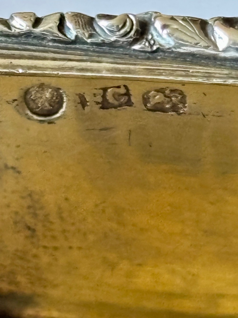 Antique Silver Gilt Early Victorian Snuff Box Francis Clark Birmingham 1839 View IV