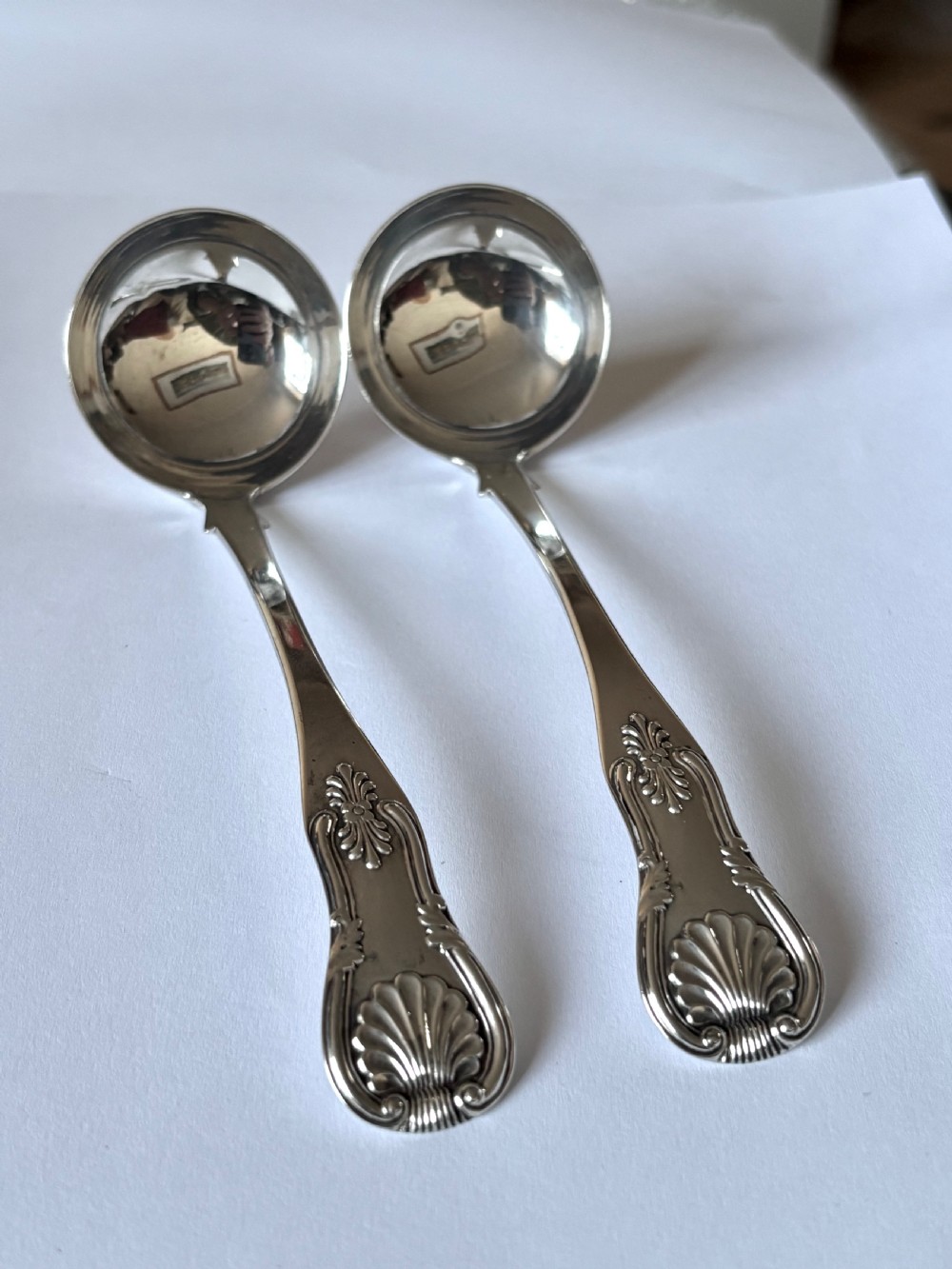 Pair Scottish Silver QUEENS PATTERN William IV Sauce Ladles TA FINLAYSON 1835