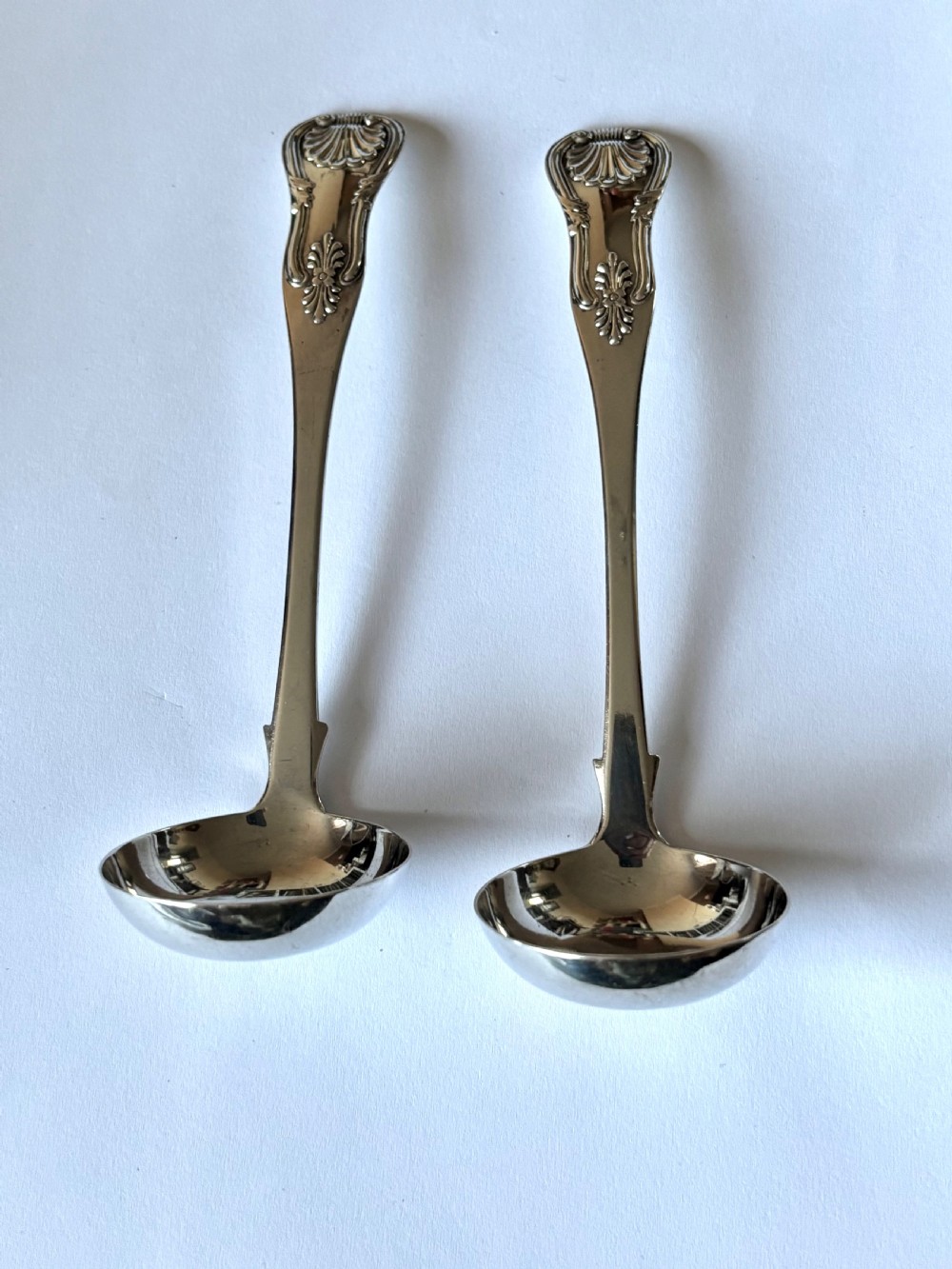 Pair Scottish Silver QUEENS PATTERN William IV Sauce Ladles TA FINLAYSON 1835 View II