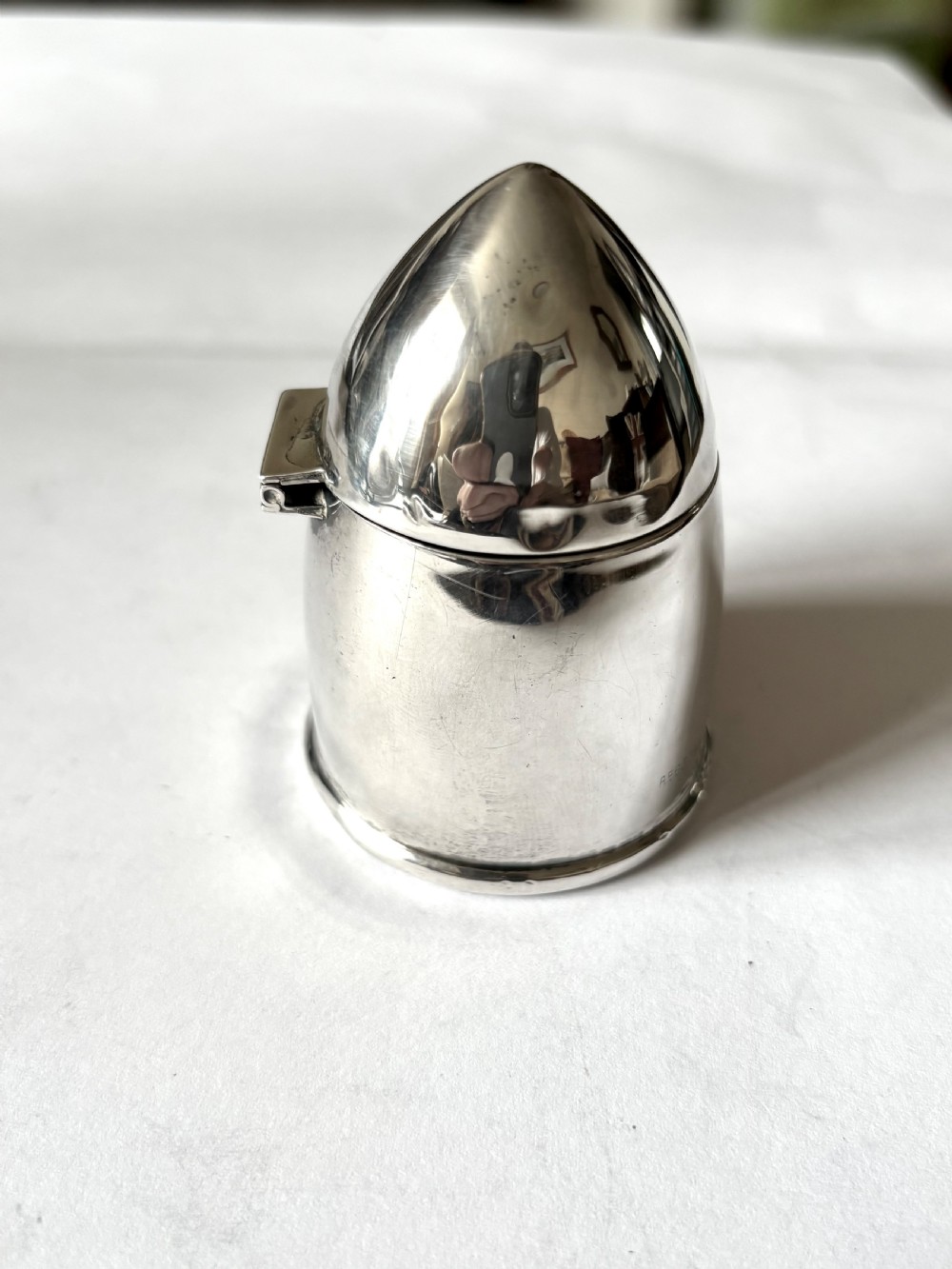 WWI Novelty Silver Travelling Inkwell Shell Bullet Form 1919 Thomas Wilkinson