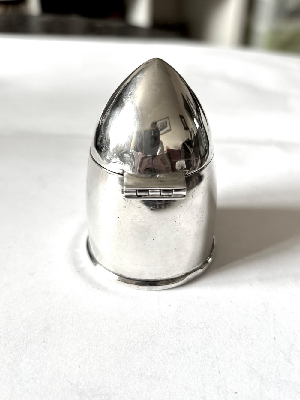 WWI Novelty Silver Travelling Inkwell Shell Bullet Form 1919 Thomas Wilkinson View III