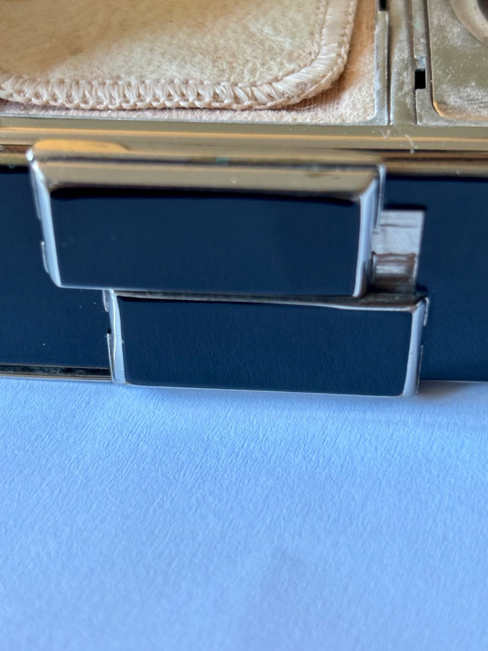 ART DECO Black Enamel & Chrome Compact Cigarette Case Minauderie c1930 View VIII