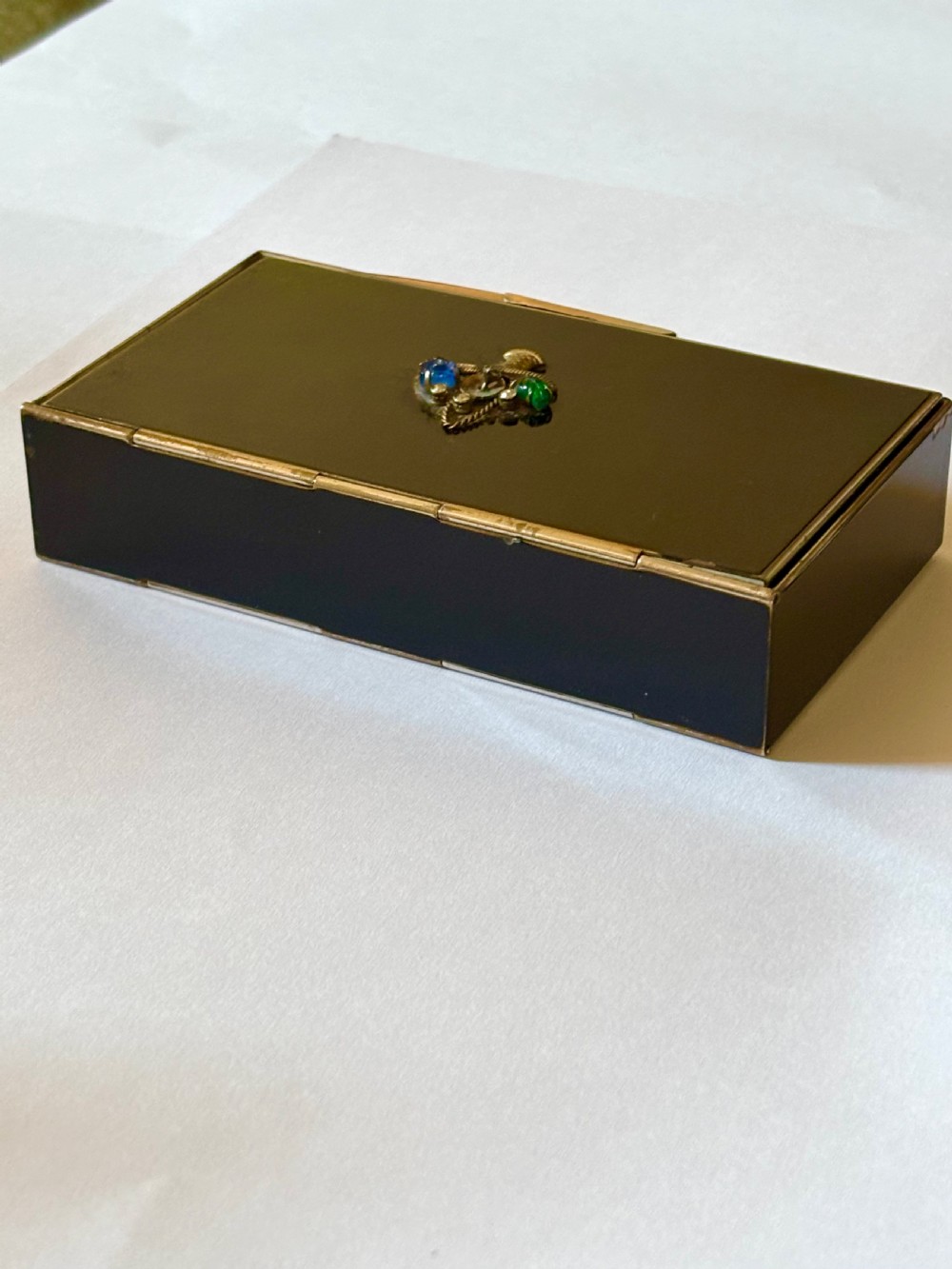 ART DECO Black Enamel & Chrome Compact Cigarette Case Minauderie c1930 View XII