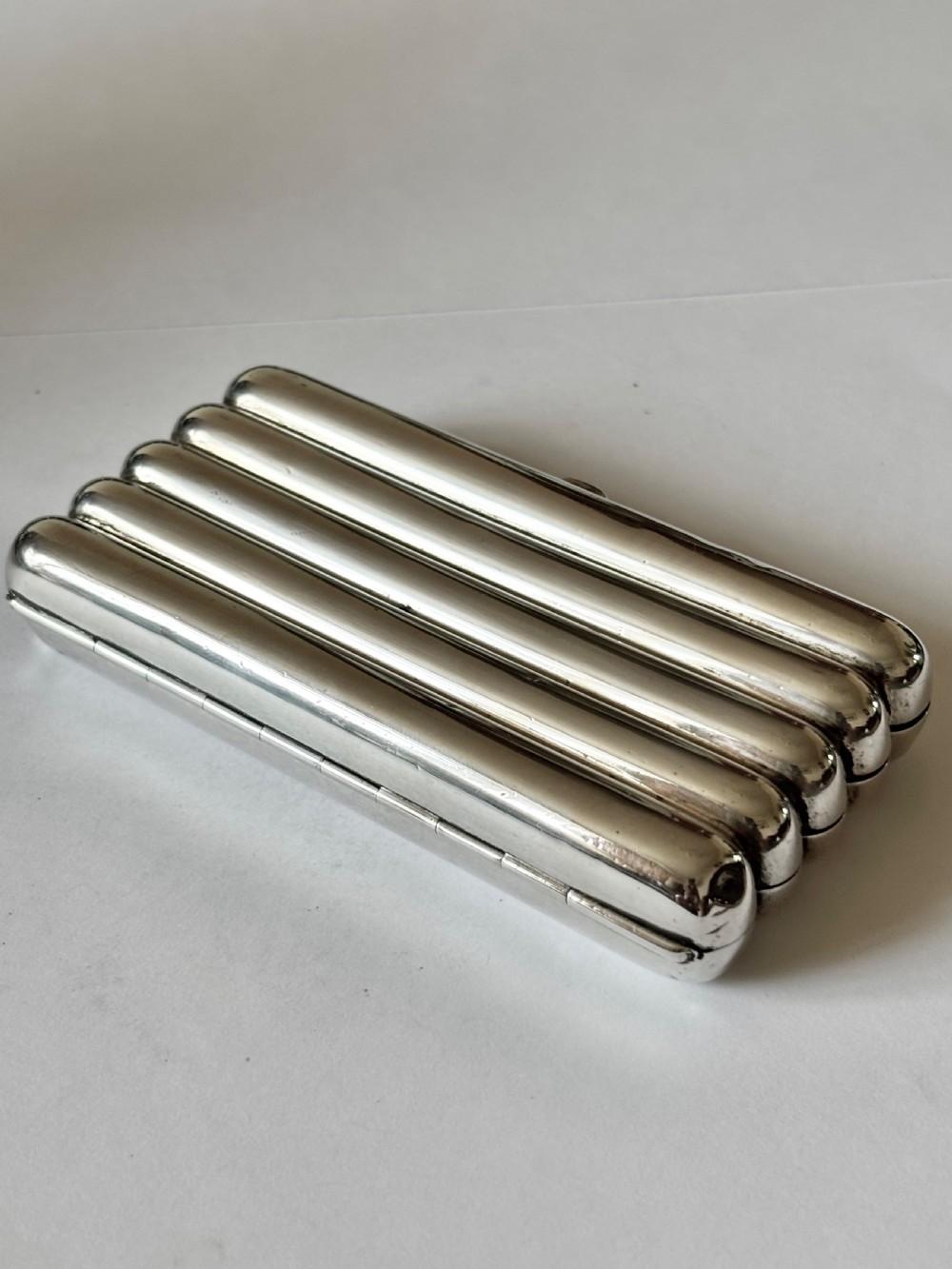 Victorian silver torpedo cheroot cigar case, William Summers London 1881 View II