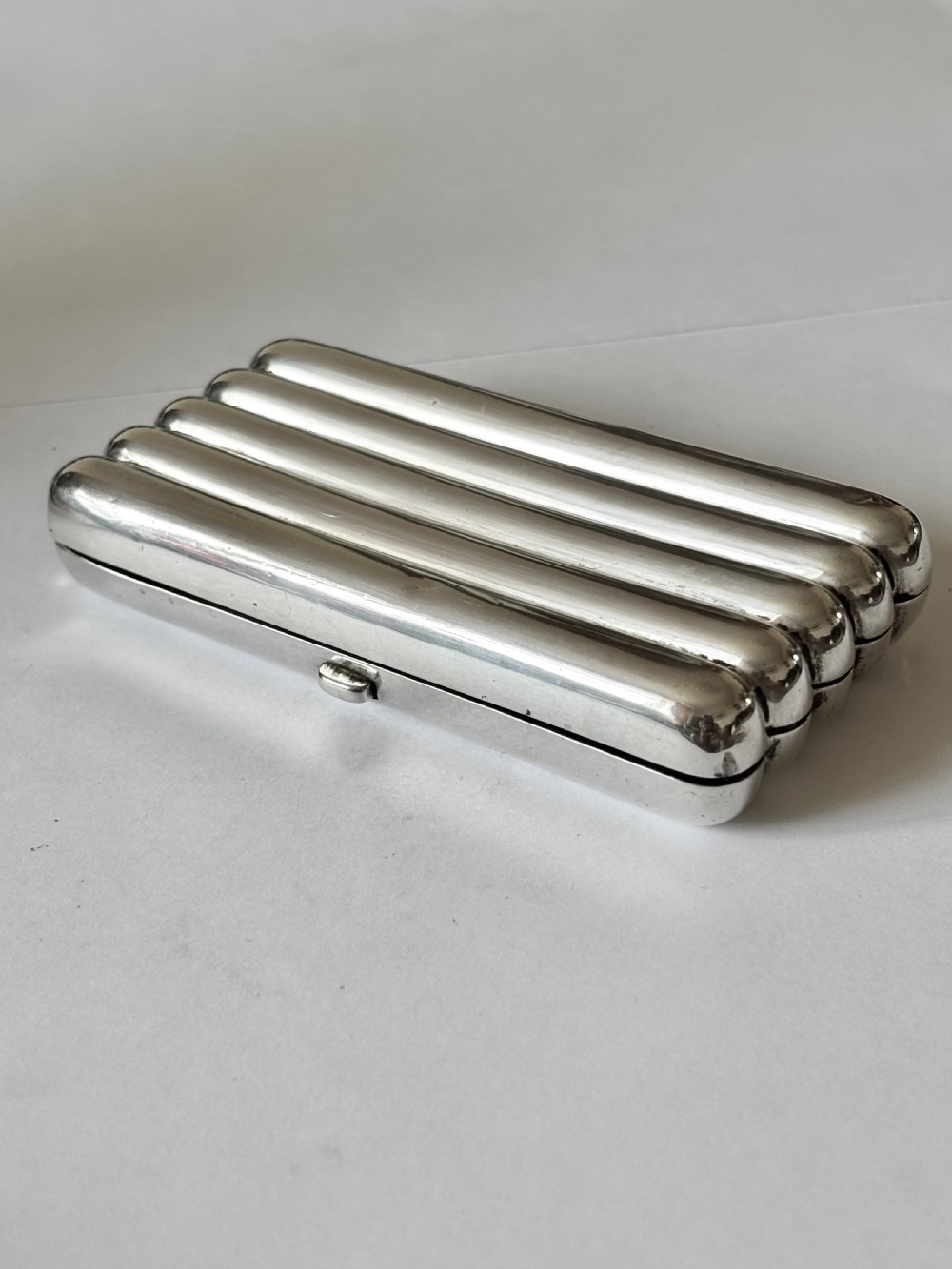 Victorian silver torpedo cheroot cigar case, William Summers London 1881 View V