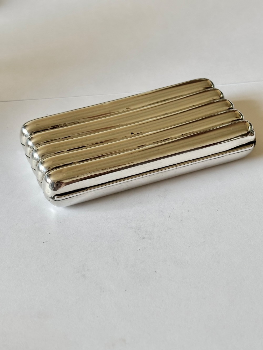 Victorian silver torpedo cheroot cigar case, William Summers London 1881 View VII