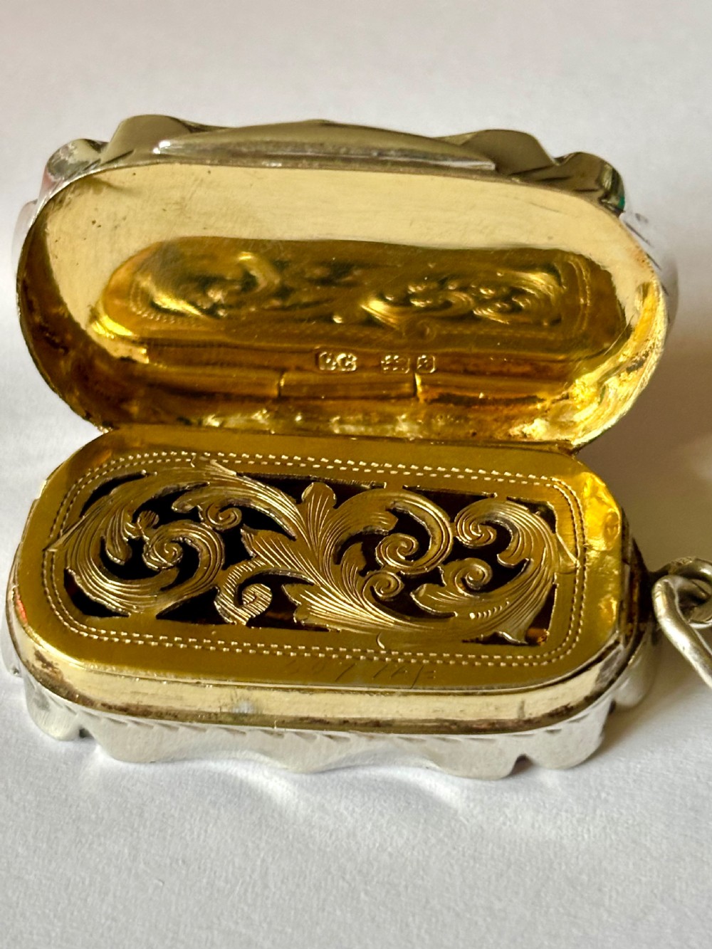 Antique Silver Gilt Victorian Vinaigrette Birmingham 1892 Colen Hewer Cheshire
