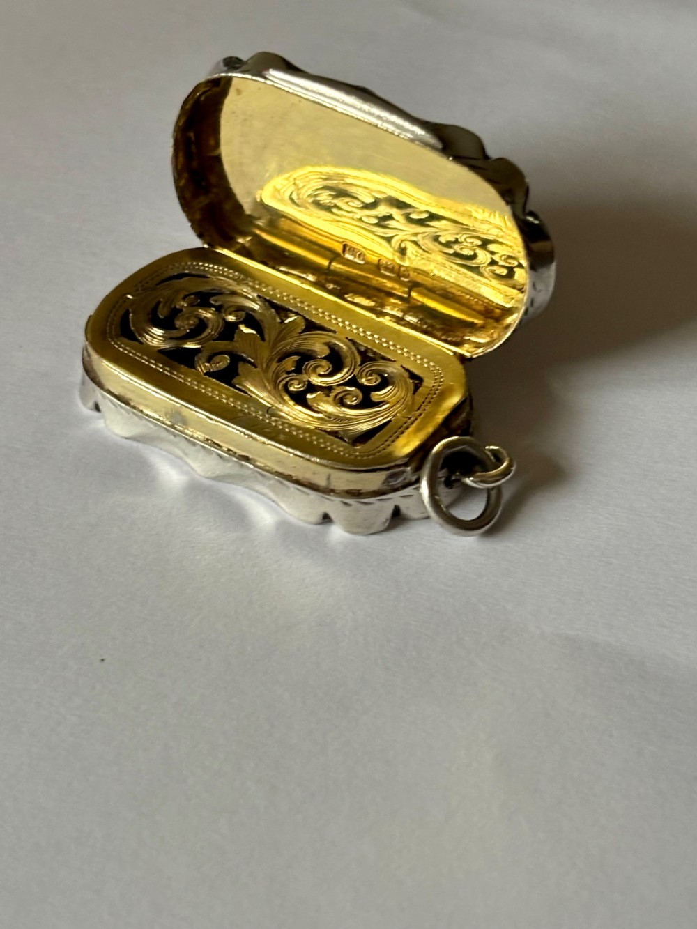 Antique Silver Gilt Victorian Vinaigrette Birmingham 1892 Colen Hewer Cheshire View II