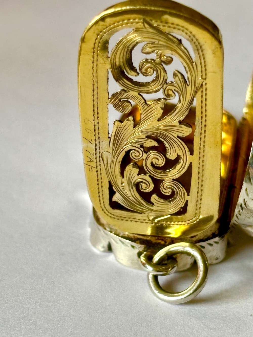 Antique Silver Gilt Victorian Vinaigrette Birmingham 1892 Colen Hewer Cheshire View III