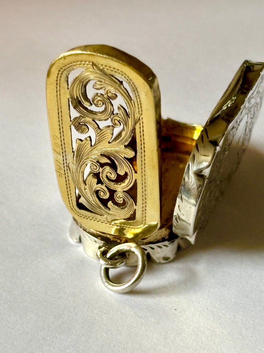 Antique Silver Gilt Victorian Vinaigrette Birmingham 1892 Colen Hewer Cheshire View V