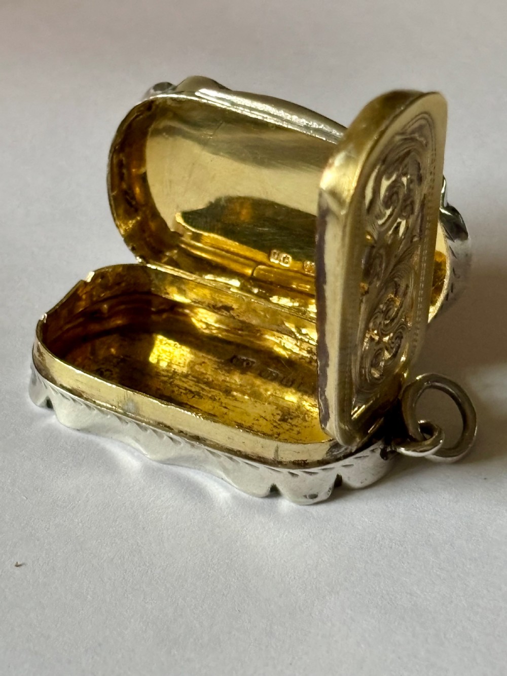 Antique Silver Gilt Victorian Vinaigrette Birmingham 1892 Colen Hewer Cheshire View VI