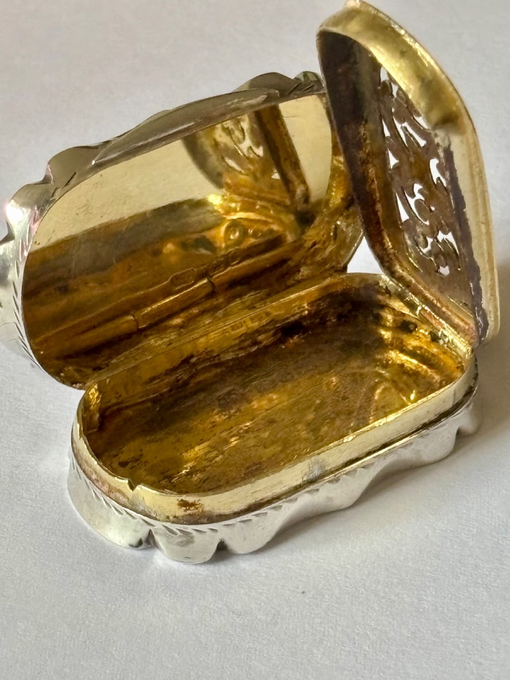 Antique Silver Gilt Victorian Vinaigrette Birmingham 1892 Colen Hewer Cheshire View IX