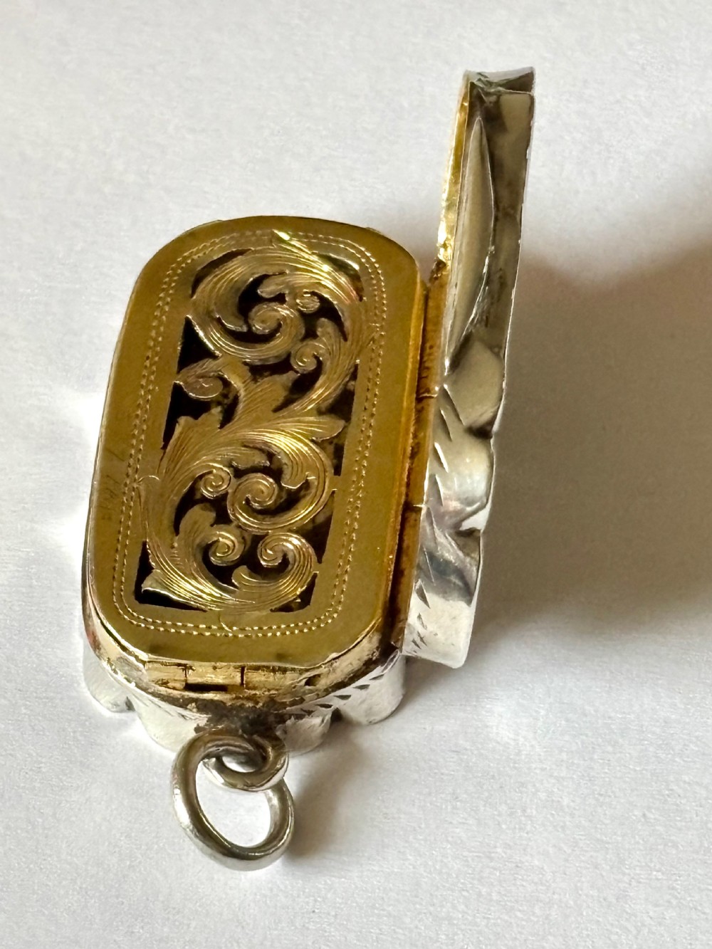 Antique Silver Gilt Victorian Vinaigrette Birmingham 1892 Colen Hewer Cheshire View X