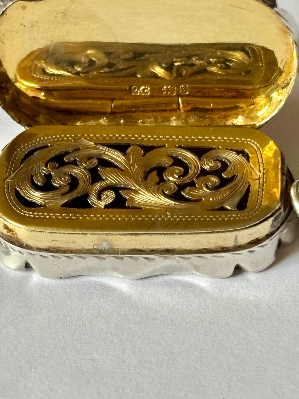 Antique Silver Gilt Victorian Vinaigrette Birmingham 1892 Colen Hewer Cheshire View XII