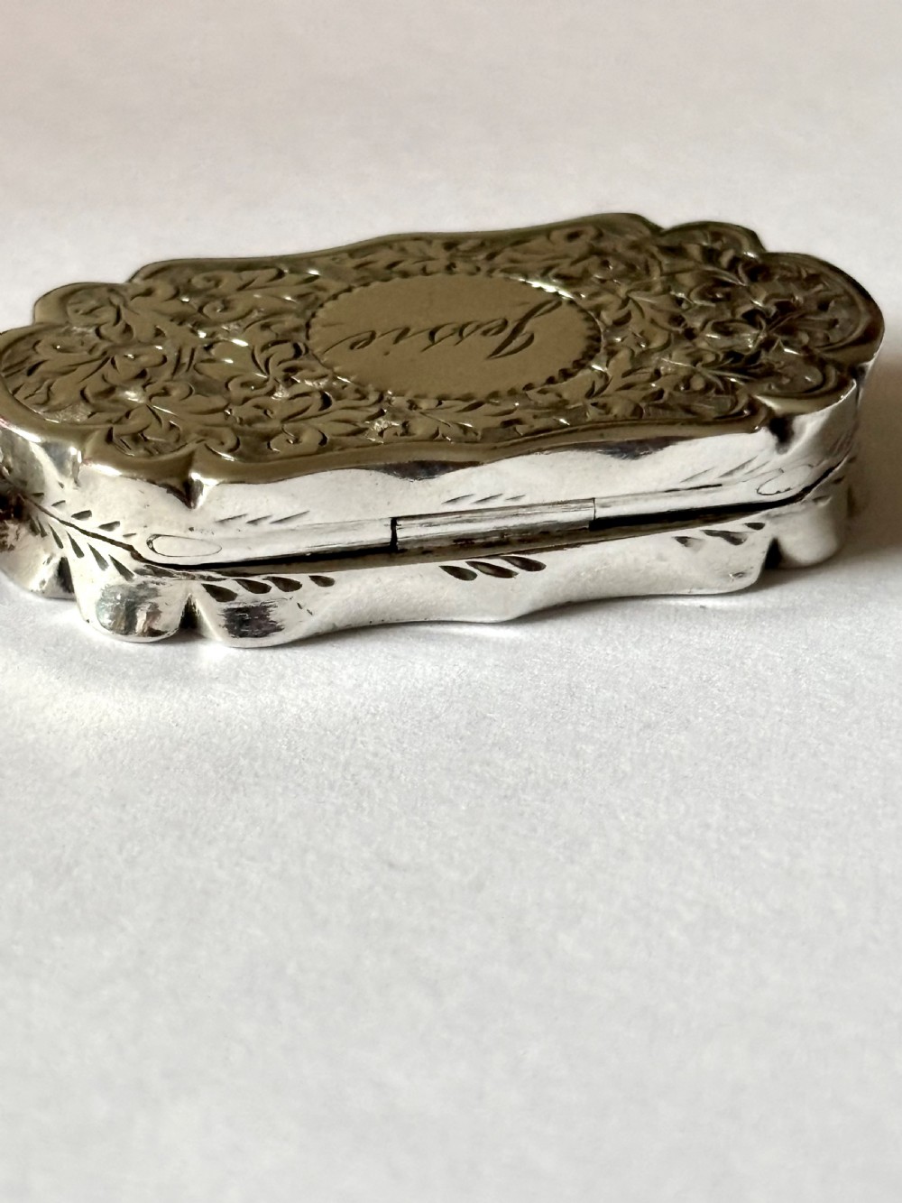 Antique Silver Gilt Victorian Vinaigrette Birmingham 1892 Colen Hewer Cheshire View XVII
