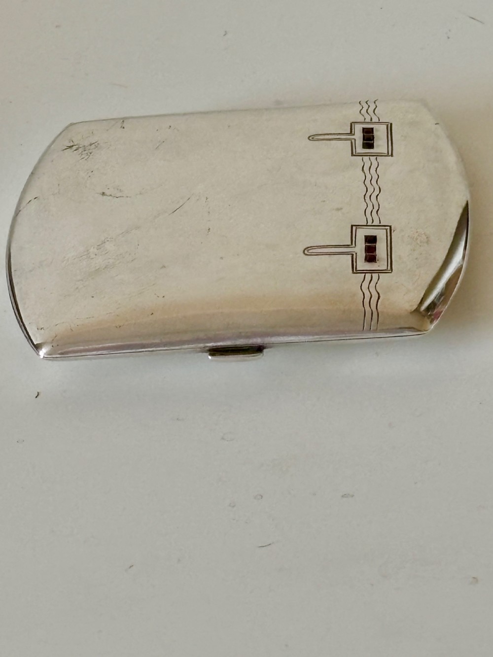 An Art Deco German 800 Silver synthetic ruby cigarette case c1925 View V