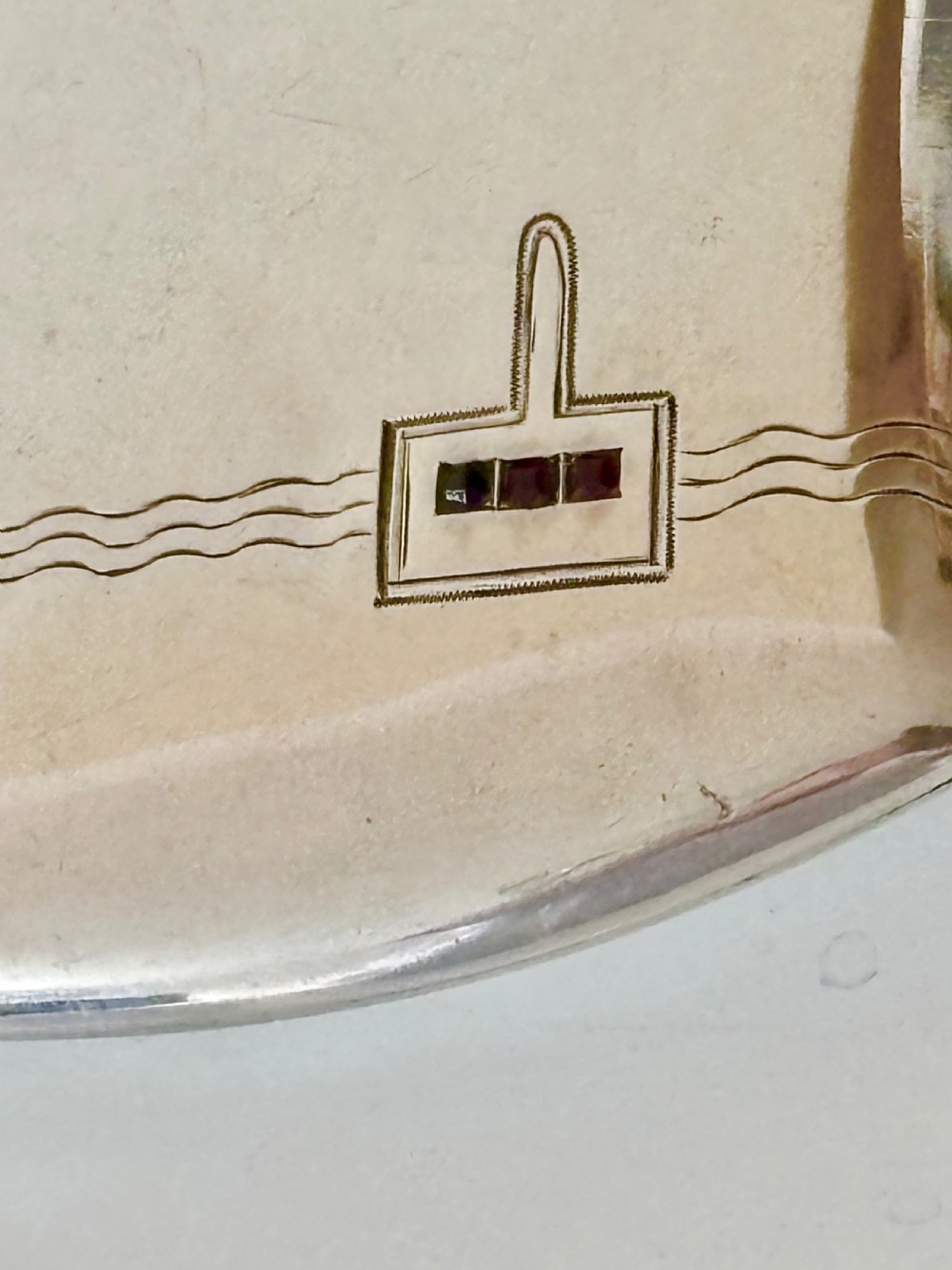 An Art Deco German 800 Silver synthetic ruby cigarette case c1925 View XI