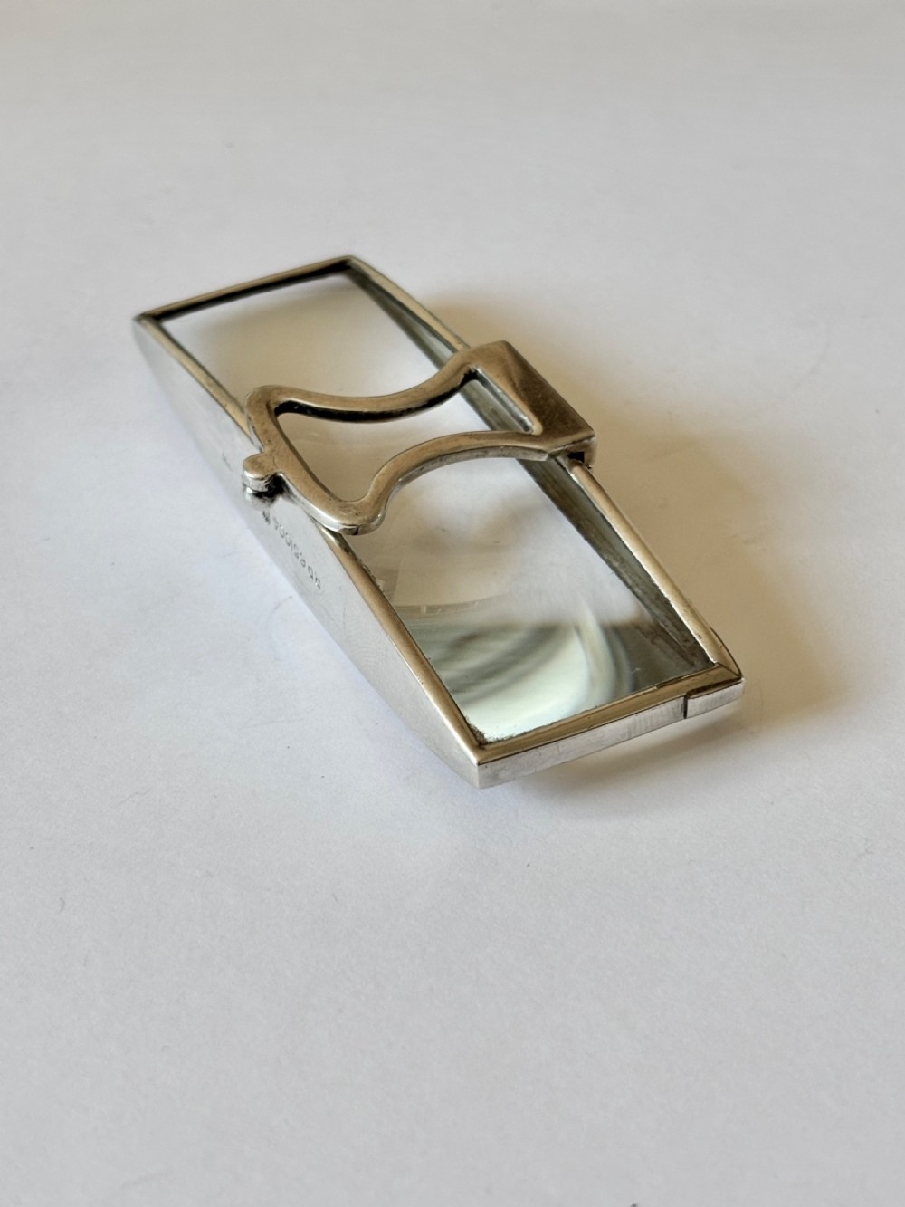 Antique Silver Folding Handheld Magnifying Glass London 1916 Thomas J Watson WWI View IV