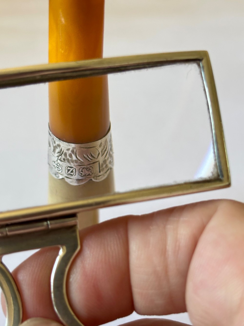 Antique Silver Folding Handheld Magnifying Glass London 1916 Thomas J Watson WWI View XII