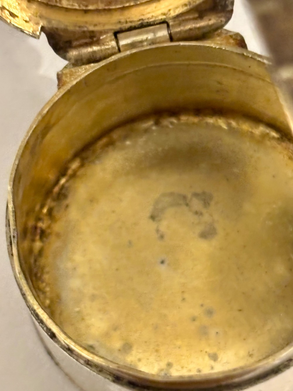 George III Silver Gilt Vinaigrette Rare Cylindrical Circular Form with Sponge View IX