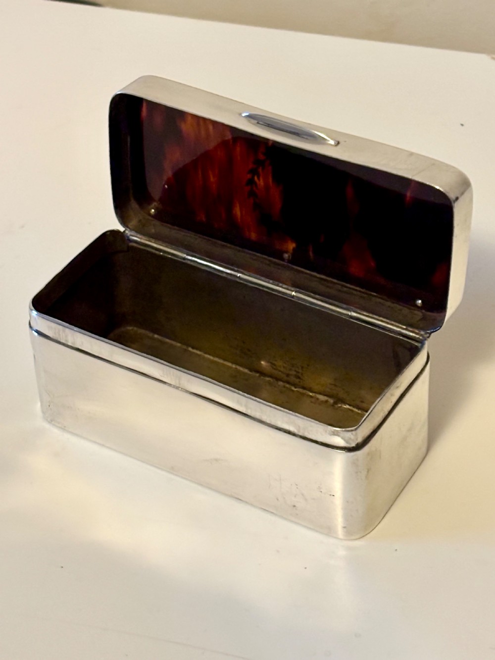 George V Silver & Faux Tortoiseshell Trinket Snuff Box London 1919 View IX
