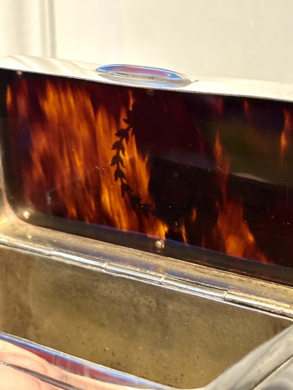 George V Silver & Faux Tortoiseshell Trinket Snuff Box London 1919 View XX