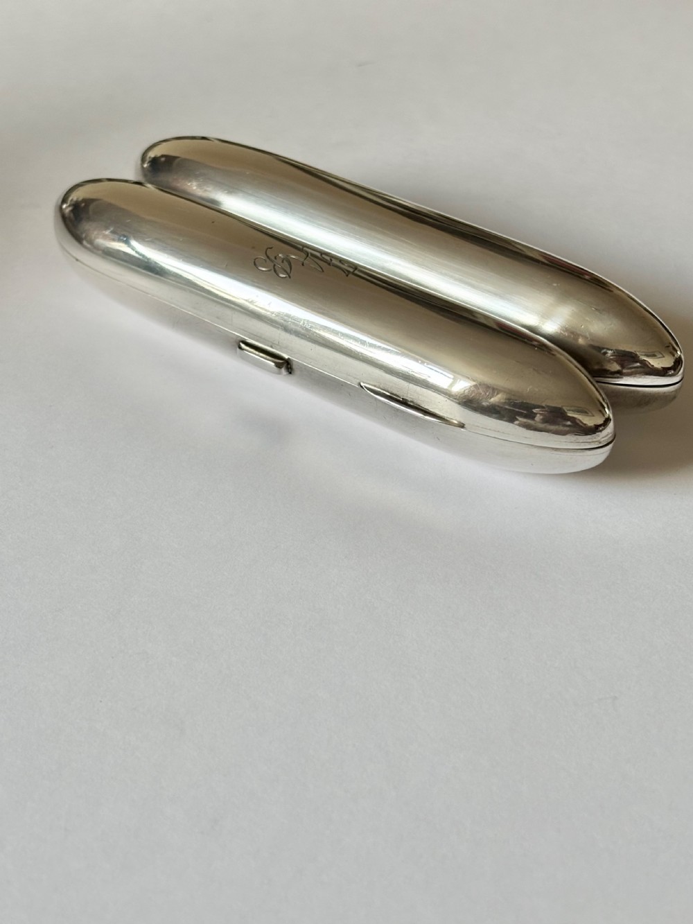 Silver Gilt Victorian Double TORPEDO Cigar Case Henry Matthews Bham 1896 View V