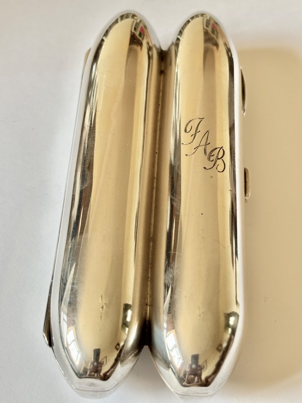 Silver Gilt Victorian Double TORPEDO Cigar Case Henry Matthews Bham 1896 View XIII