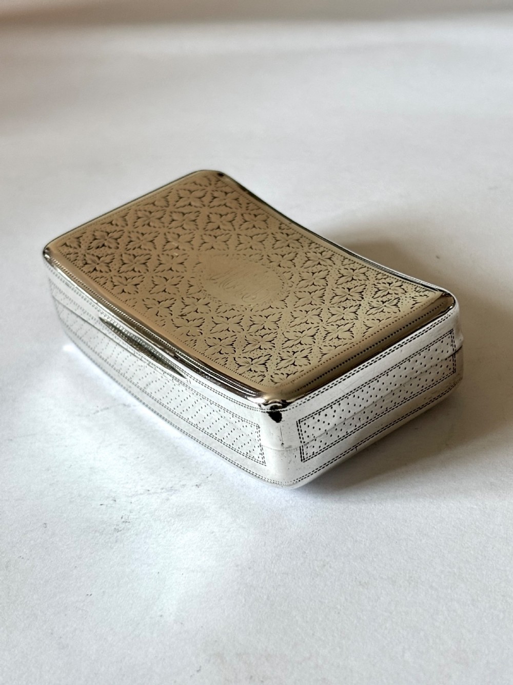 George III Silver Gilt Curved Snuff Box Birmingham 1808 by John Shaw