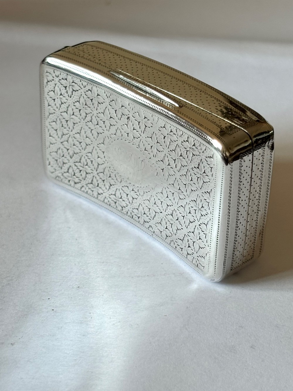 George III Silver Gilt Curved Snuff Box Birmingham 1808 by John Shaw View II