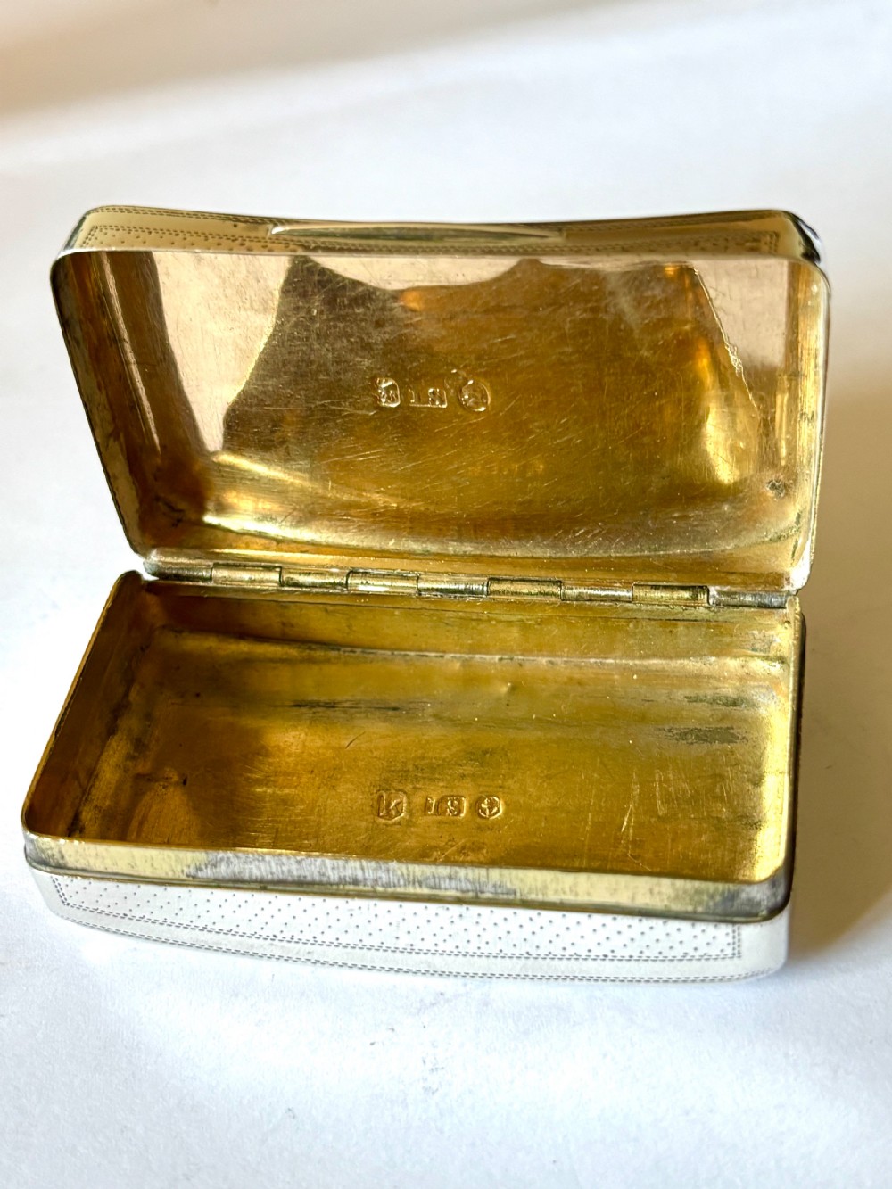 George III Silver Gilt Curved Snuff Box Birmingham 1808 by John Shaw View IX