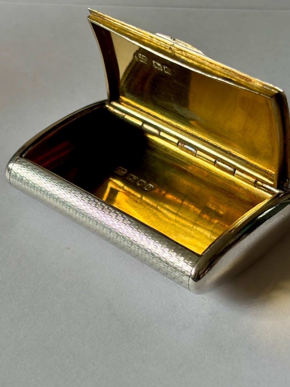 Silver Gilt Edwardian Snuff Box Sampson Mordan London 1909
