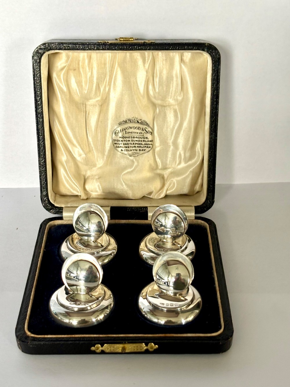 Set Of 4 Silver George V Menu Holders George Unite 1921 Original Case