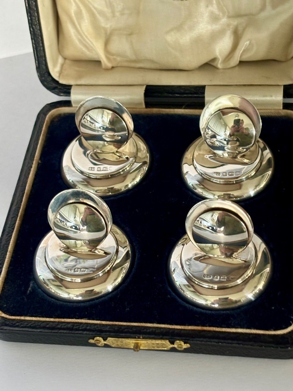 Set Of 4 Silver George V Menu Holders George Unite 1921 Original Case View II