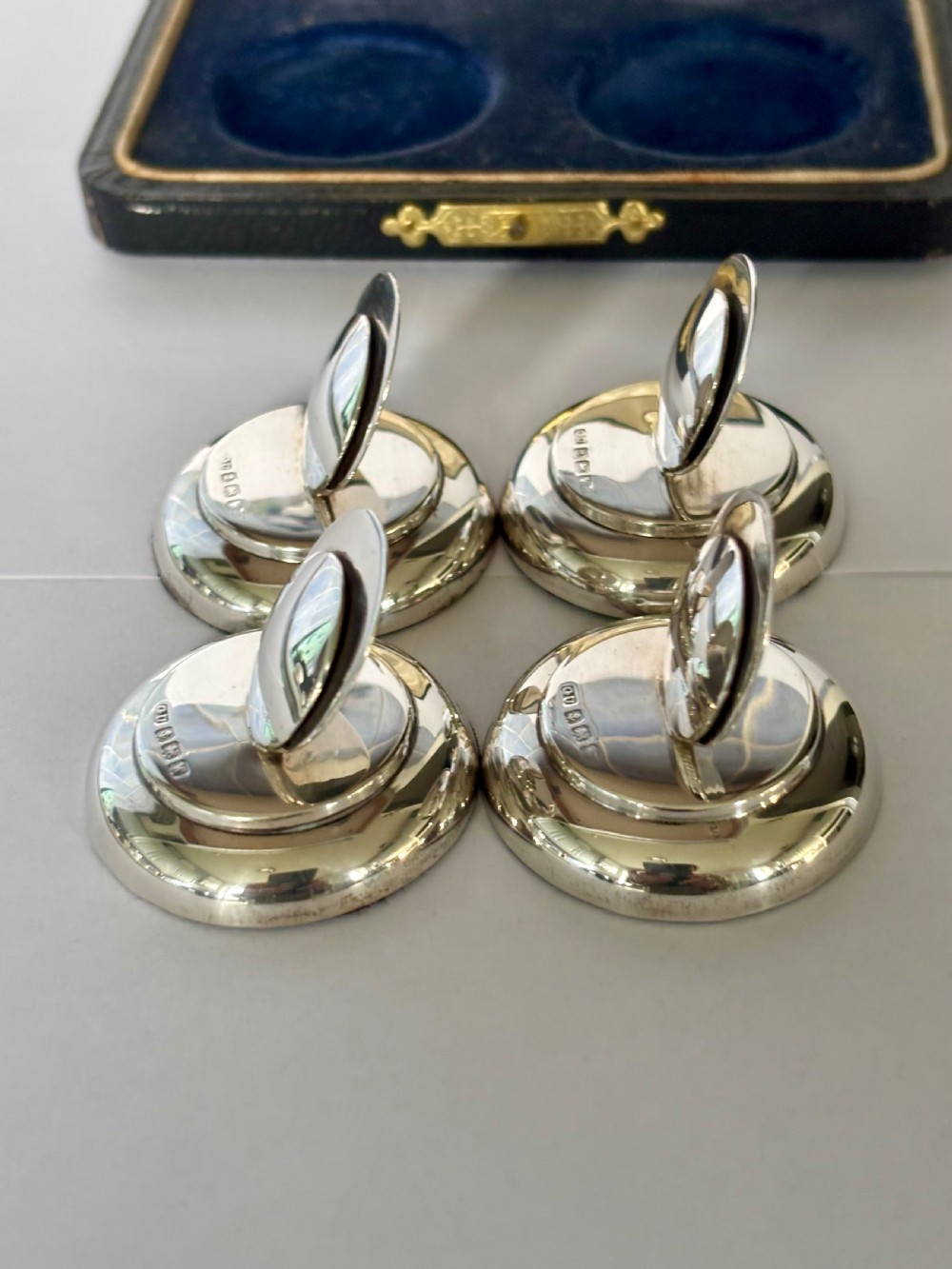 Set Of 4 Silver George V Menu Holders George Unite 1921 Original Case View XI