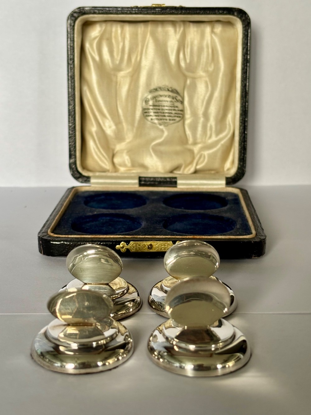 Set Of 4 Silver George V Menu Holders George Unite 1921 Original Case View XII