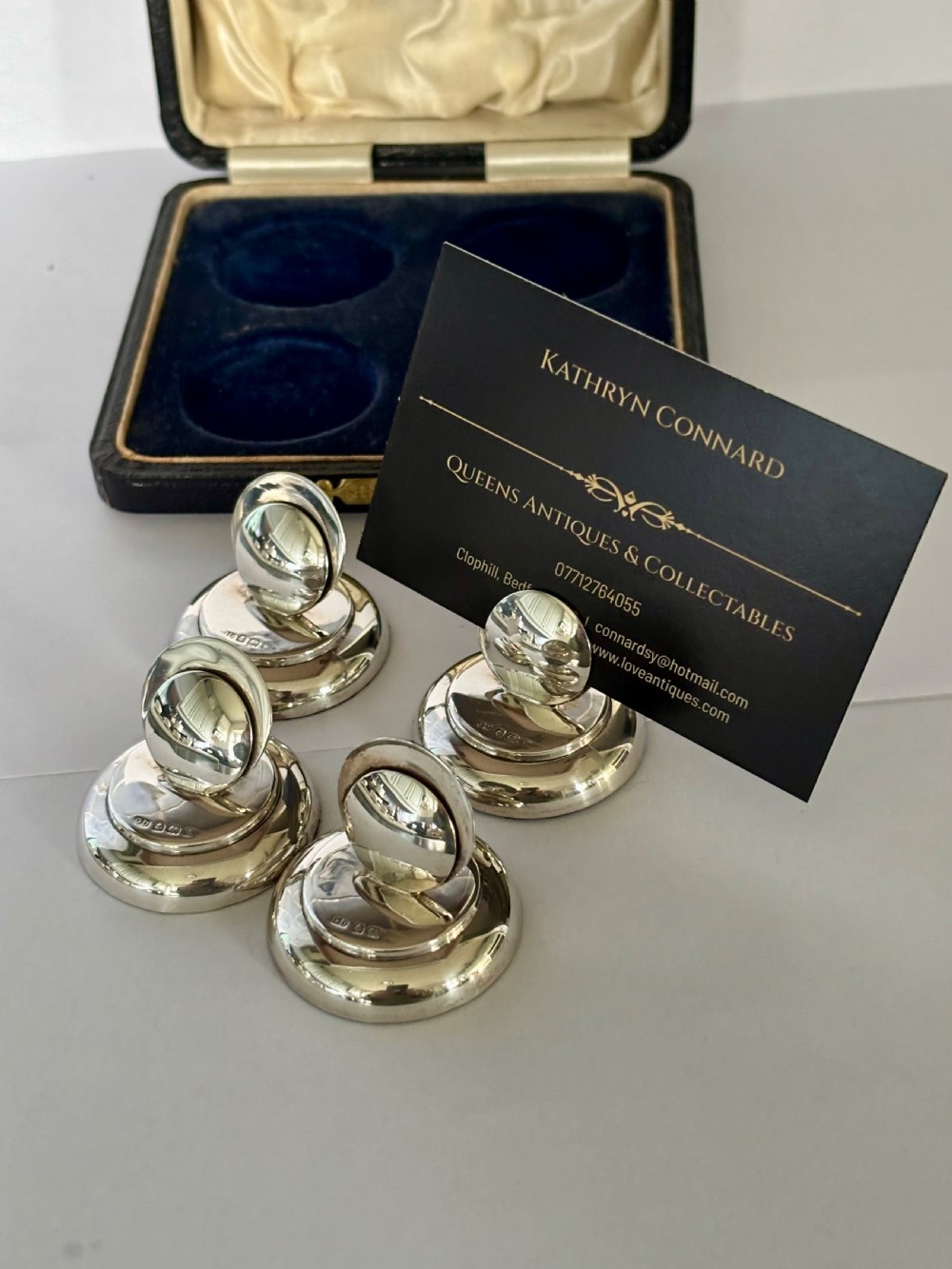 Set Of 4 Silver George V Menu Holders George Unite 1921 Original Case View XIII