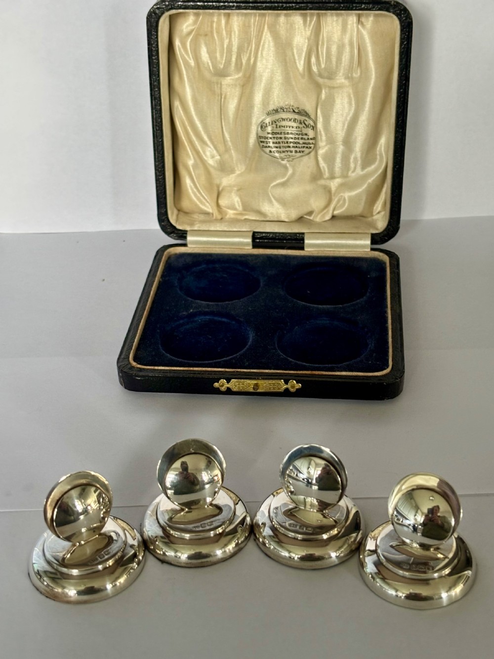 Set Of 4 Silver George V Menu Holders George Unite 1921 Original Case View XVII