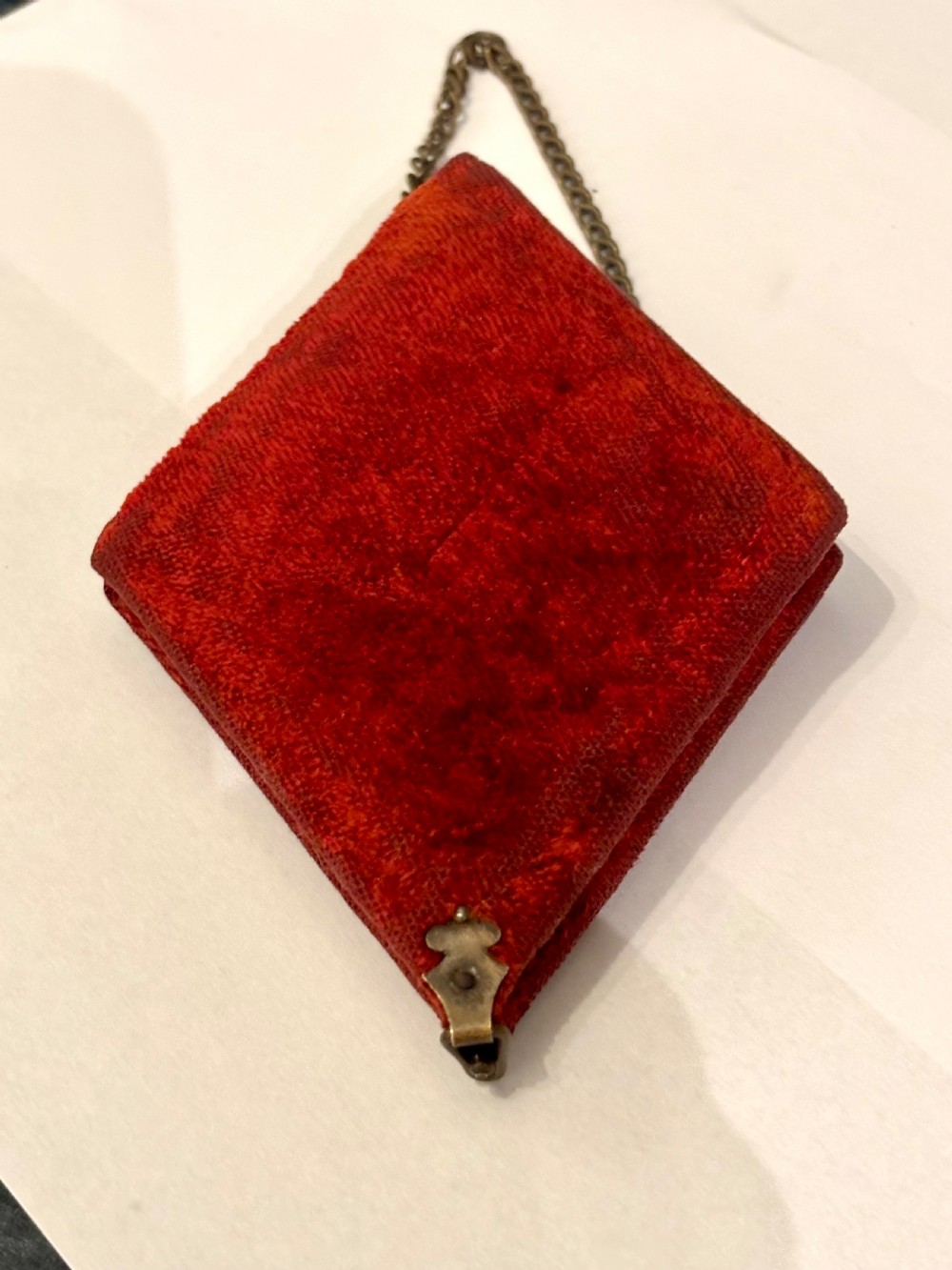 Antique Victorian Red Velvet & Cupid Design Aide Memoire Notebook for Chatelaine View IV