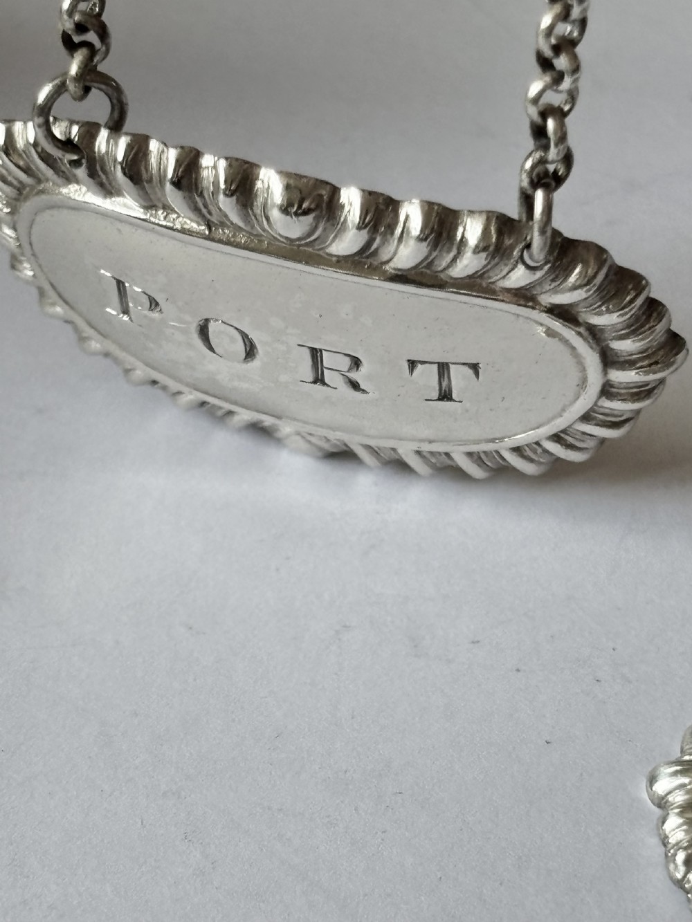 Victorian Pair Silver Decanter Labels SHERRY PORT  Ex Harveys Wine Museum View III