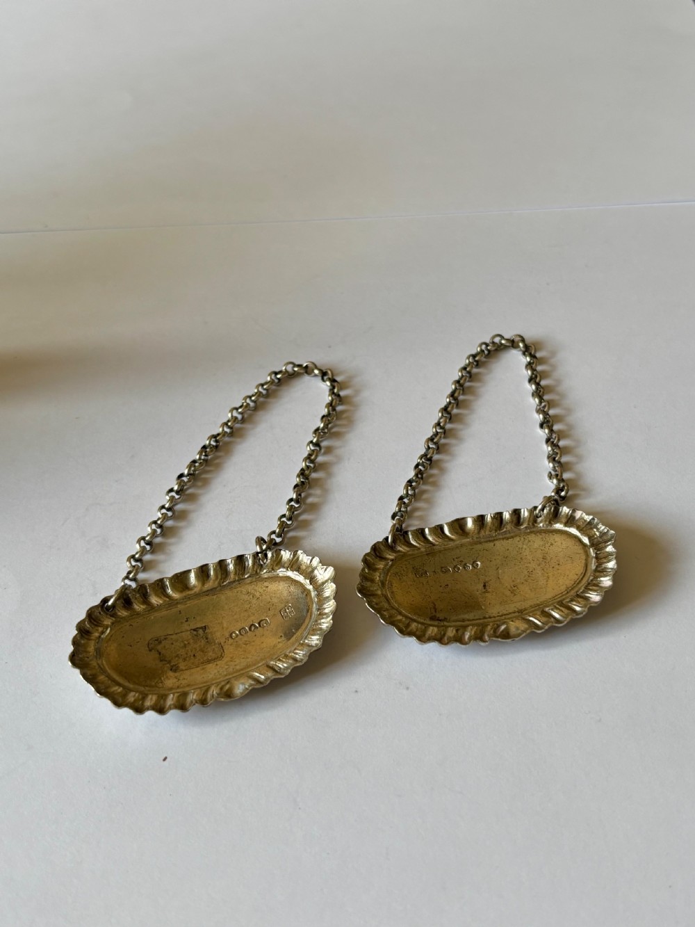 Victorian Pair Silver Decanter Labels SHERRY PORT  Ex Harveys Wine Museum View VIII
